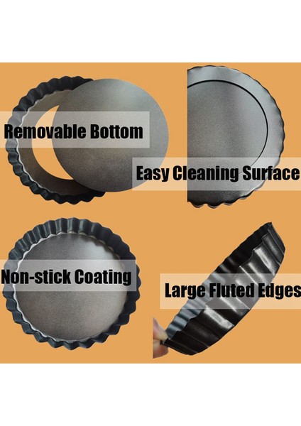 Çıkarılabilir Alt Yuvarlak Yapışmaz Kiş Tava, Ağır Hizmet Tipi Yivli Yan Pasta Tart ile 6 Paket 5 Inç Mini Tart Tavalar, (Yurt Dışından) fiyatları