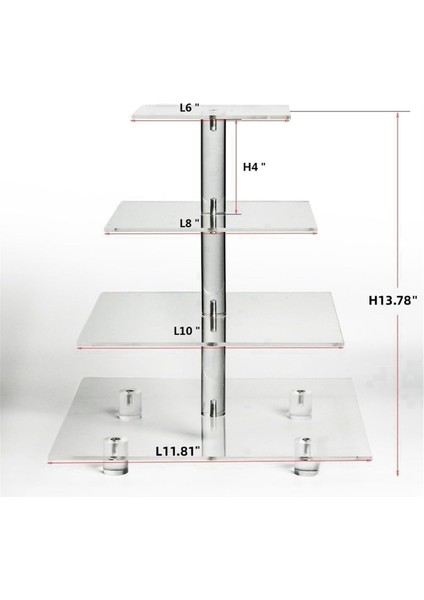 Katmanlı Akrilik Cupcake Standı, Doğum Günü, Bebek Partisi, Çay Partisi ve Düğün Dekoru Için Kare Cupcake Teşhir Standı, (Yurt Dışından)