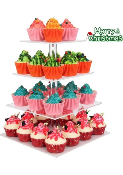 Katmanlı Akrilik Cupcake Standı, Doğum Günü, Bebek Partisi, Çay Partisi ve Düğün Dekoru Için Kare Cupcake Teşhir Standı, (Yurt Dışından) fırsatları