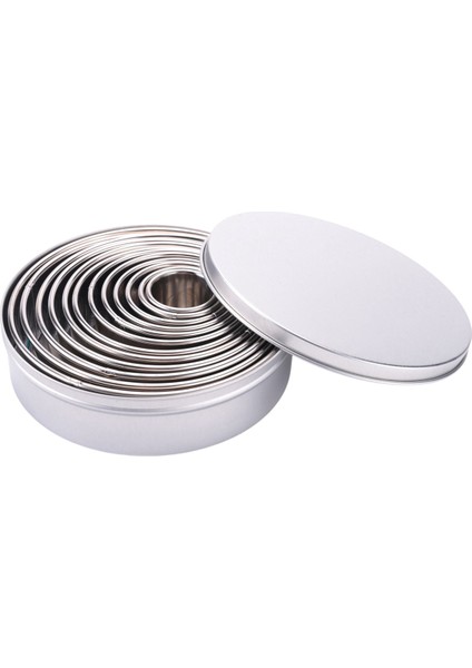 Çerez Bisküvi Kesici Seti, Yuvarlak Paslanmaz Çelik Pasta Yüzükler 12 Parça Donut Hamur Işleri Fondan Kek Için Yuvarlak Kutu Ile, (Yurt Dışından) modelleri