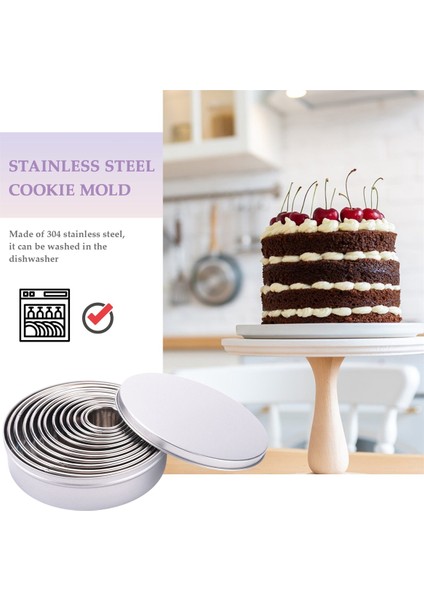 Çerez Bisküvi Kesici Seti, Yuvarlak Paslanmaz Çelik Pasta Yüzükler 12 Parça Donut Hamur Işleri Fondan Kek Için Yuvarlak Kutu Ile, (Yurt Dışından) fırsatları