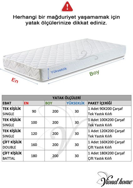 Vionel Home Gri Pamuklu Ranforce Tek Kişilik Lastikli Çarşaf + 1 Yastık Kılıfı 100 x 200