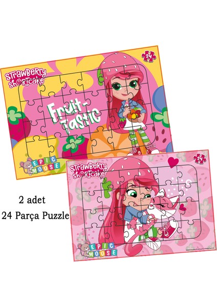 Çilek Kız Eğitici 2li Puzzle Seti - Yeni Başlayacaklara - 2 x 24 Parça Frame Puzzle/yapboz