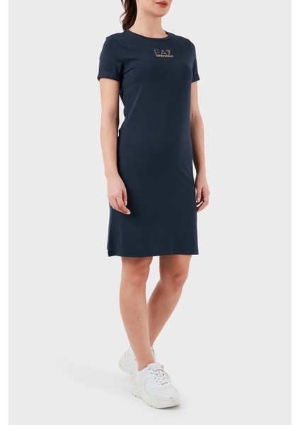 Logolu Bisiklet Yaka Regular Fit Elbise Bayan Elbise 3DTA52 Tjdqz 1555