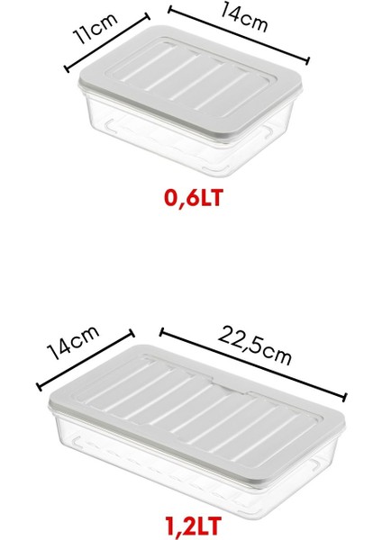 6'lı Set Freshbox Mikrodalga ve Difrize Uygun Saklama Kabı Set 2 - X2 1,2 Lt / X4 0,6 Lt