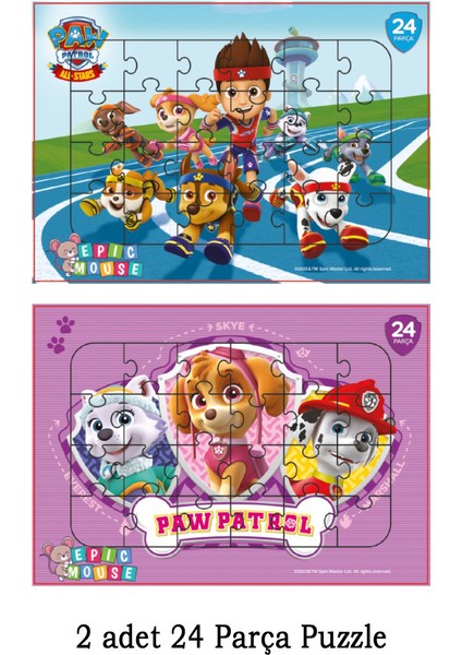 Epic Mouse Paw Patrol Eğitici Puzzle Seti- Yeni Başlayacaklara - 2 x 24 Parça Frame Puzzle/yapboz