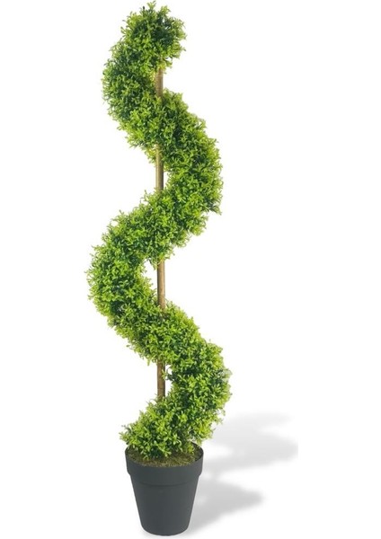 Yapay Ağaç Spiral Şimşir Ağacı Ince Yapraklı 160CM Bambu Saplı Salon Bitkisi Düz Yeşil