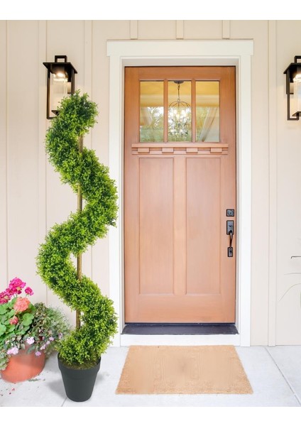 Yapay Ağaç Spiral Şimşir Ağacı Ince Yapraklı 160CM Bambu Saplı Salon Bitkisi Düz Yeşil fiyatları