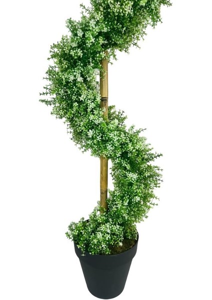 Yapay Ağaç Spiral Beyaz Yonca Şimşir Ağacı 160CM Bambu Saplı Salon Bitkisi indirimleri