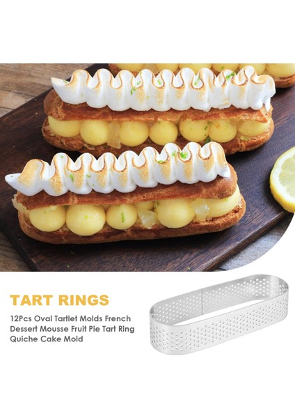 12 Adet Oval Tartlet Fransız Tatlı Mus Meyveli Turta Tart Yüzük Kiş Kek Kalıbı, Paslanmaz Çelik Tart Mus Halkası, (Yurt Dışından) fırsatları