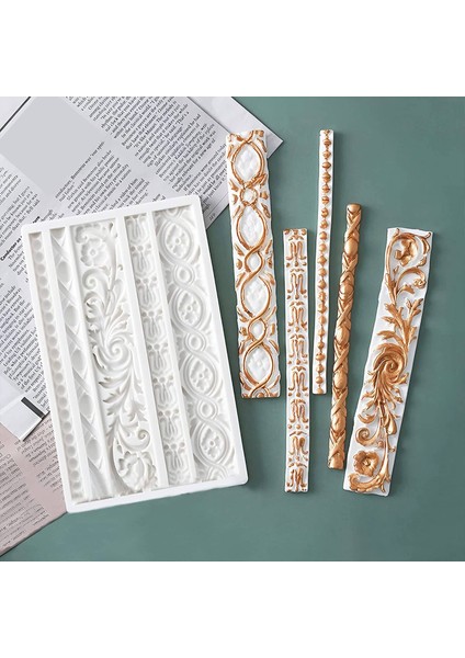 3 Paket Barok Silikon Kaydırma Silikon Barok Kalıp Kil Fondan Sınır Fondan Kalıp Düğün, (Yurt Dışından) modelleri