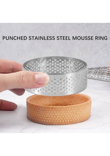 5 Adet 6 cm Dairesel Tart Yüzük Tatlı Paslanmaz Çelik Delikli Meyve Pasta Kiş Kek Mus Kalıp Mutfak Pişirme Kalıp, (Yurt Dışından)
