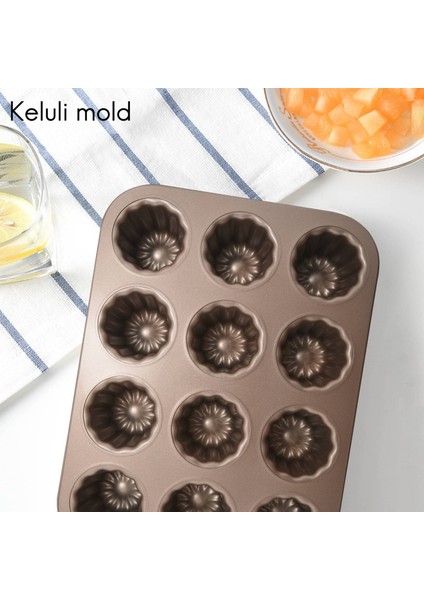 Canele Kalıp Kek Tavası, 12 Gözlü Yapışmaz Cannele Muffin Bakeware Fırın Pişirme Için Cupcake Tavası (Şampanya Altın), (Yurt Dışından) modelleri