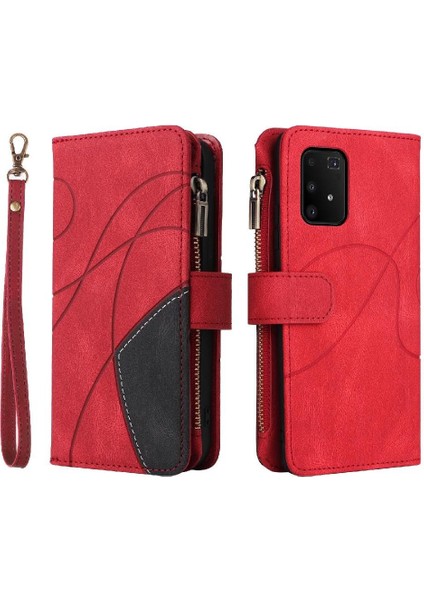Kart Yuvası Standı Iki Renkli Dikiş ile Samsung Galaxy S10 Lite Için Kılıf (Yurt Dışından)
