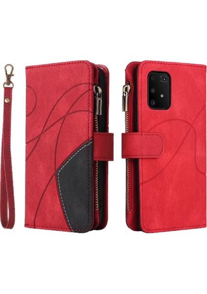 Kart Yuvası Standı Iki Renkli Dikiş ile Samsung Galaxy S10 Lite Için Kılıf (Yurt Dışından)
