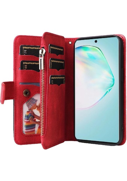 Kart Yuvası Standı Iki Renkli Dikiş ile Samsung Galaxy S10 Lite Için Kılıf (Yurt Dışından)