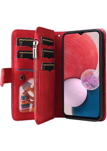 Kart Yuvası Standı Iki Renkli Dikiş ile Samsung Galaxy A13 4g Için Kılıf (Yurt Dışından)