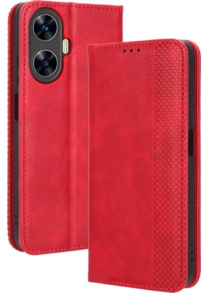 Realme C55 4g Cüzdan Manyetik Kapatma Pu Deri Için Kılıf (Yurt Dışından)
