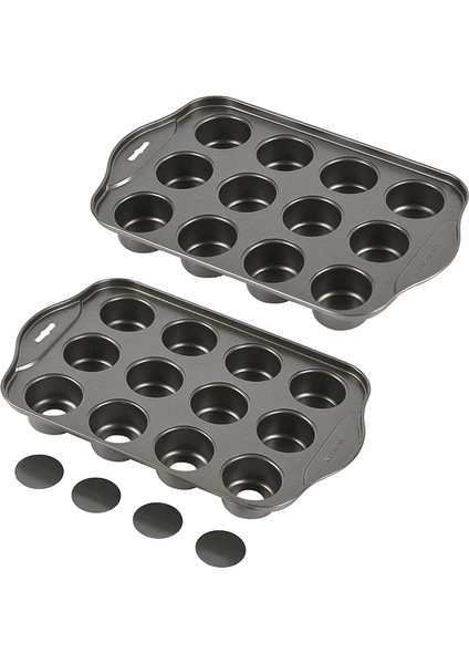 2'li Paket Mini Muffin Cheesecake Tavası, Çıkarılabilir Tabanlı, 12 Gözlü Yapışmaz Cupcake Tavası, (Yurt Dışından)