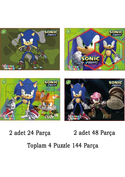Sonic Eğitici 4lu Puzzle Seti- Yeni Başlayacaklara - 144 Parça Frame Puzzle/yapboz