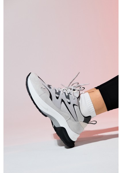 Buren Buz-Siyah Kadın Kalın Taban Spor Sneakers fırsatları