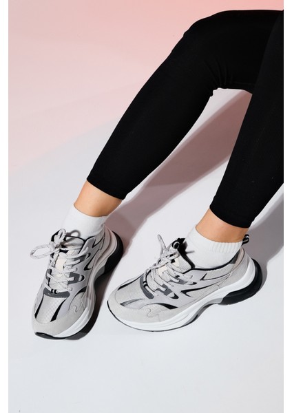 Buren Buz-Siyah Kadın Kalın Taban Spor Sneakers indirimleri