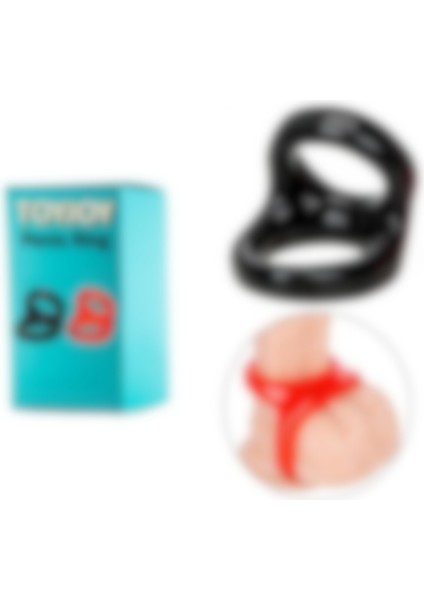 Toyjoy Testis Tutunmalı Penis Halkası Seti Ereksiyon Halkası Red- Black Penis Ring
