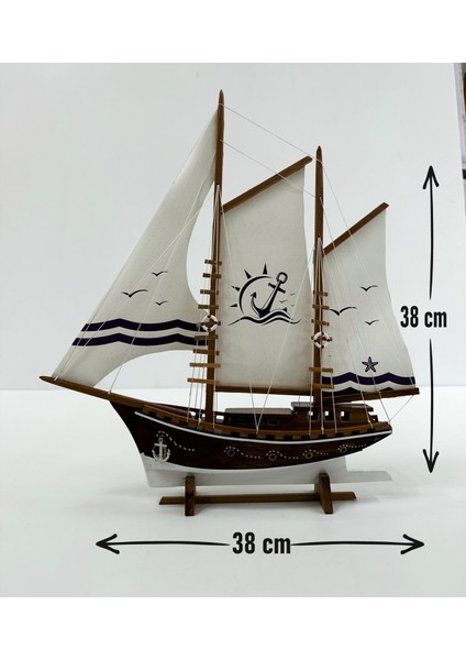 Ayhan Kotra, Bez Yelkenli, Özel Tasarımlı Ahşap Gemi Maketi (Kotra) - Kişiselleştirilebilir El Yapımı Ev, Ofis Hediyesi ve Aksesuarı