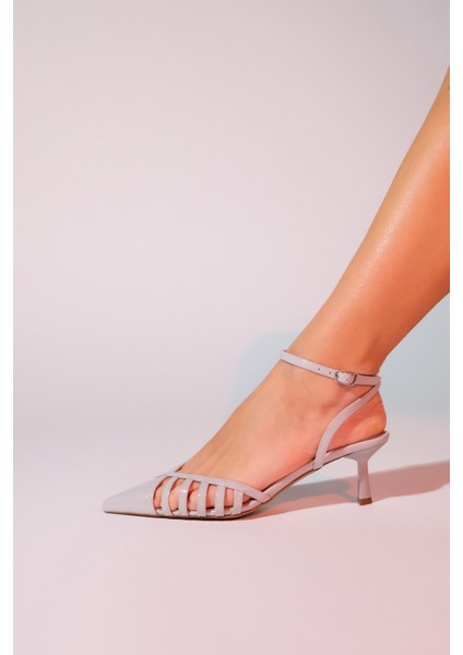 Liede Gri Rugan Kadın Sivri Burun Ince Topuklu Ayakkabı fiyatları