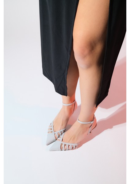 Liede Gri Rugan Kadın Sivri Burun Ince Topuklu Ayakkabı fırsatları