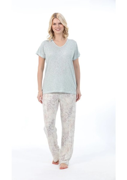 Bambu Yumuşak Dokulu Kısa Kol Kadın Pijama Takım 73225
