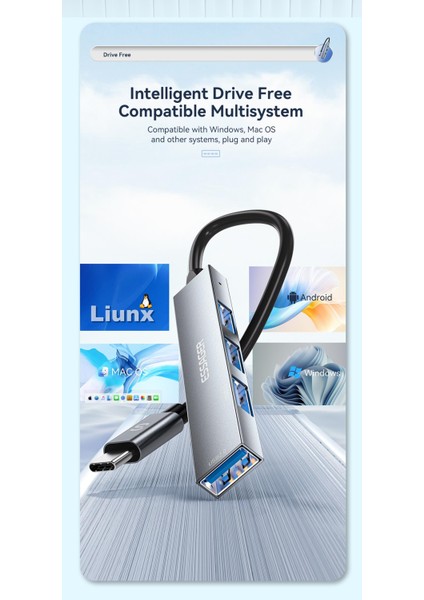 4'ün 1'i Hub Çoklayıcı CE/FC/ROHS Lisanslı Laptop/Bilgisayar/ USB Girişli 480Mbps Usb4x2.0 Usb Girişli Metal Aleminyum Sağlam 480Mbps Hızlı