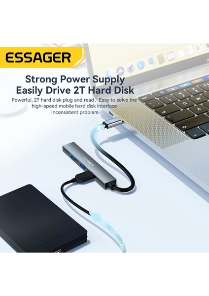4'ün 1'i Hub Çoklayıcı CE/FC/ROHS Lisanslı Laptop/Bilgisayar/ USB Girişli 480Mbps Usb4x2.0 Usb Girişli Metal Aleminyum Sağlam 480Mbps Hızlı