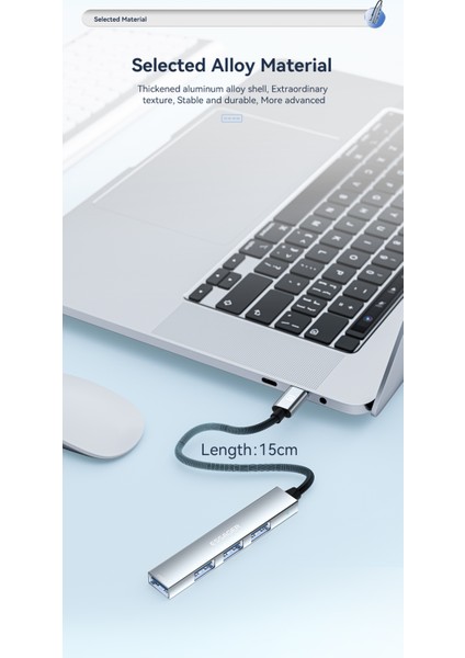 4'ün 1'i Hub Çoklayıcı CE/FC/ROHS Lisanslı Laptop/Bilgisayar/ USB Girişli 480Mbps Usb4x2.0 Usb Girişli Metal Aleminyum Sağlam 480Mbps Hızlı