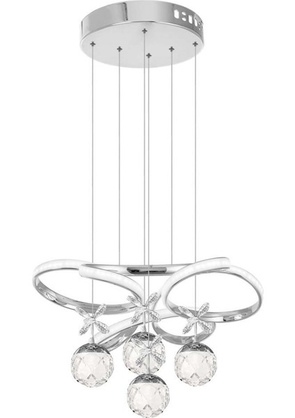 9225-40 Kr 4 Toplu Krom LED Avize(Beyaz Işık -Sarı Işık - Gün Işığı)