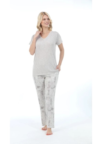 Bambu Yumuşak Dokulu Kısa Kol Kadın Pijama Takım 73231