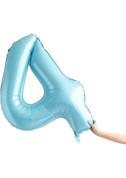34 inç 4 Açık Mavi Renk Rakam Folyo Balon
