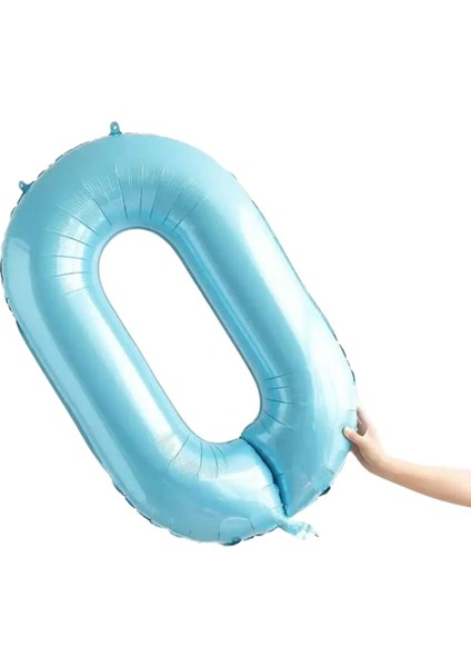 34 inç 0 Açık Mavi Renk Rakam Folyo Balon