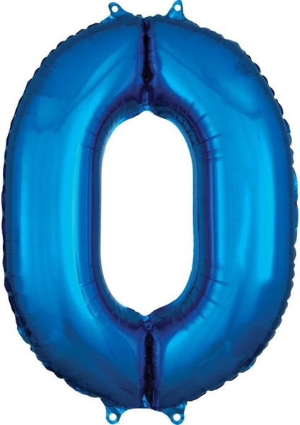 34 inç 0 Mavi Renk Rakam Folyo Balon