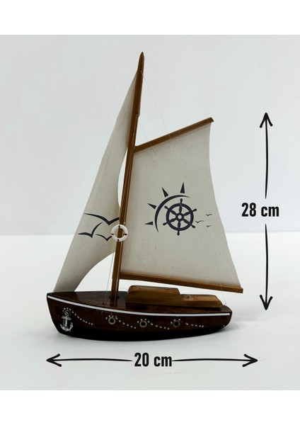 Ayhan Kotra, Bez Yelkenli, Ahşap Maket Yat Gemi, Tekne Modeli (Kotra) - Kişiselleştirilebilir El Yapımı Ev, Ofis Hediyesi ve Aksesuarı