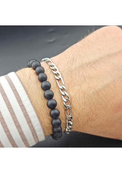Kuka Oniks ve Çelik 2'li Bileklik Seti