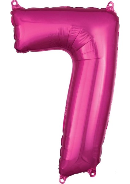 34 inç 7 Pembe Renk Rakam Folyo Balon