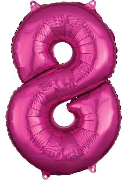 34 inç 8 Pembe Renk Rakam Folyo Balon