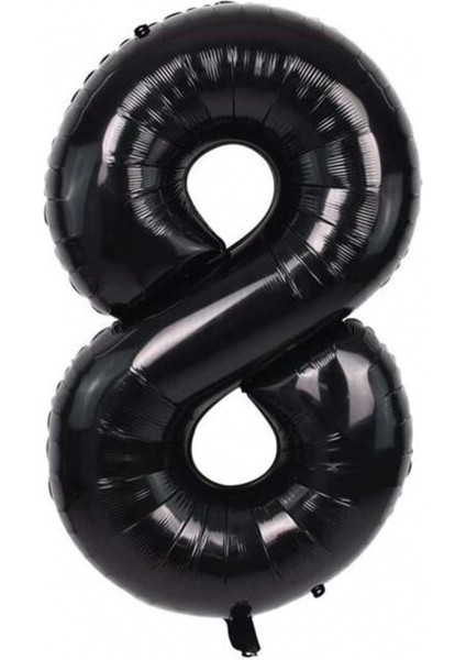 34 inç 8 Siyah Renk Rakam Folyo Balon