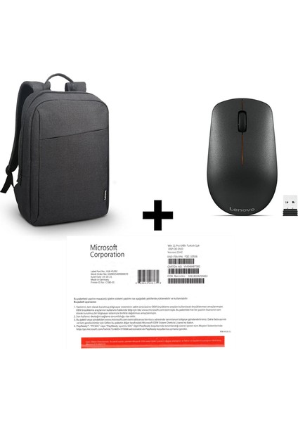 400 Kablosuz Mouse + Lenovo 15.6" Notebook Sırt Çantası Siyah +Microsoft Windows 11 Pro Lisans - 32BİT/64BİT