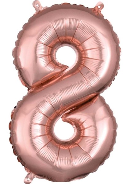 34 inç 8 Rose Gold Renk Rakam Folyo Balon