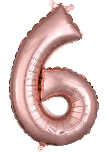 34 inç 6 Rose Gold Renk Rakam Folyo Balon