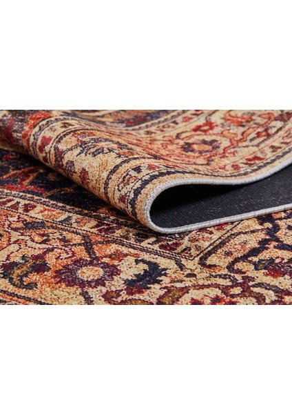 Klasik Kahve Kırmızı Dijital Baskılı Makinede Yıkanabilir Kaymaz Taban Saçaklı Halı Hk046 fiyatları