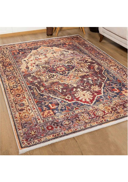 Klasik Kahve Kırmızı Dijital Baskılı Makinede Yıkanabilir Kaymaz Taban Saçaklı Halı Hk046 modelleri