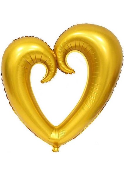 Ortası Boş Gold Kalp Folyo Balon 90 Cm